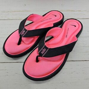Nike Comfort Footbed Womens Size 11 Pink Black Thong Flip Flops Sandals Athletic